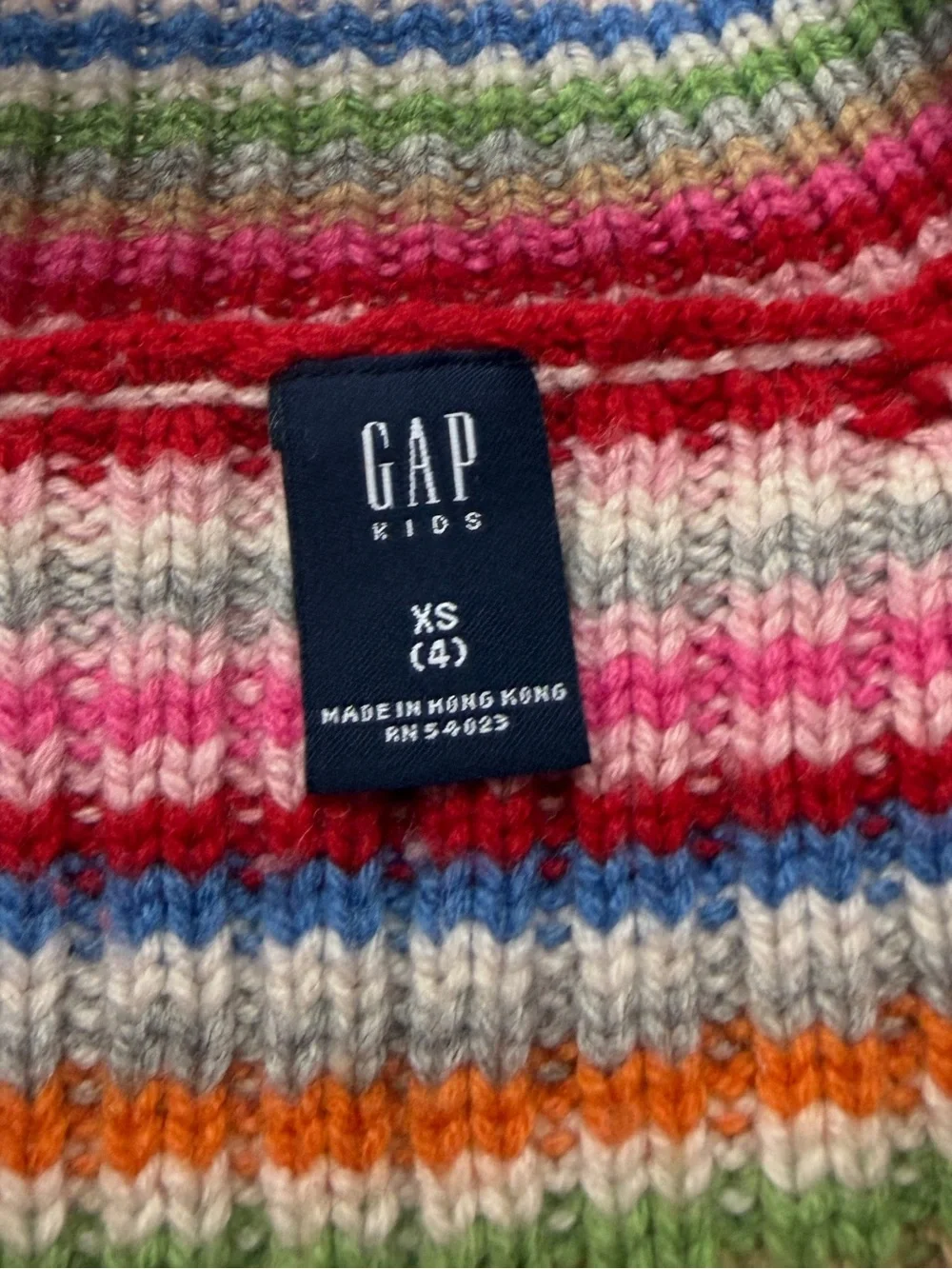 Vintage Gap Kids 2003 Y2K Rainbow Striped Turtleneck Zip Neck Wool Sweater